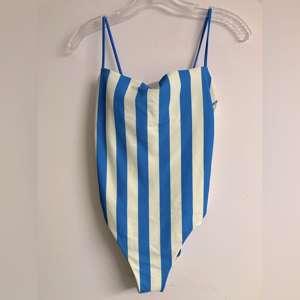 Shade & Shore Women’s One-Piece Swimsuit, Size Small (4-6), Blue/White, NWT